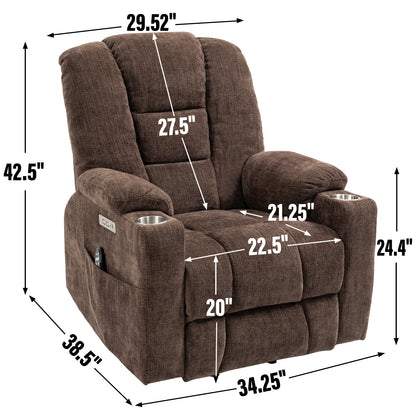 Rico Large Power Lift Recliner Chair with Heat and Massage - Brown