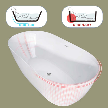 Nuvo 51" Acrylic Free Standing Oval Shape Soaking Tub - Gloss White