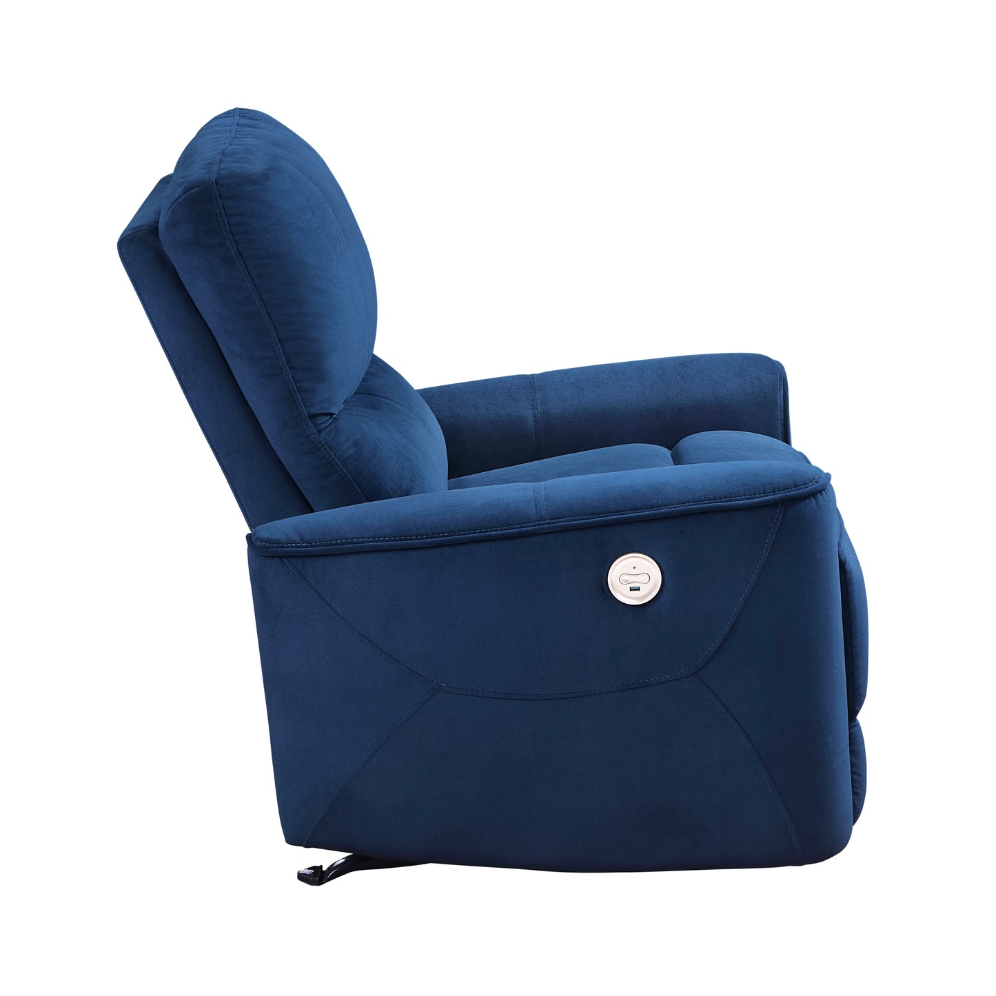 Amari Velvet Upholstery Reclining Chair - Navy Blue