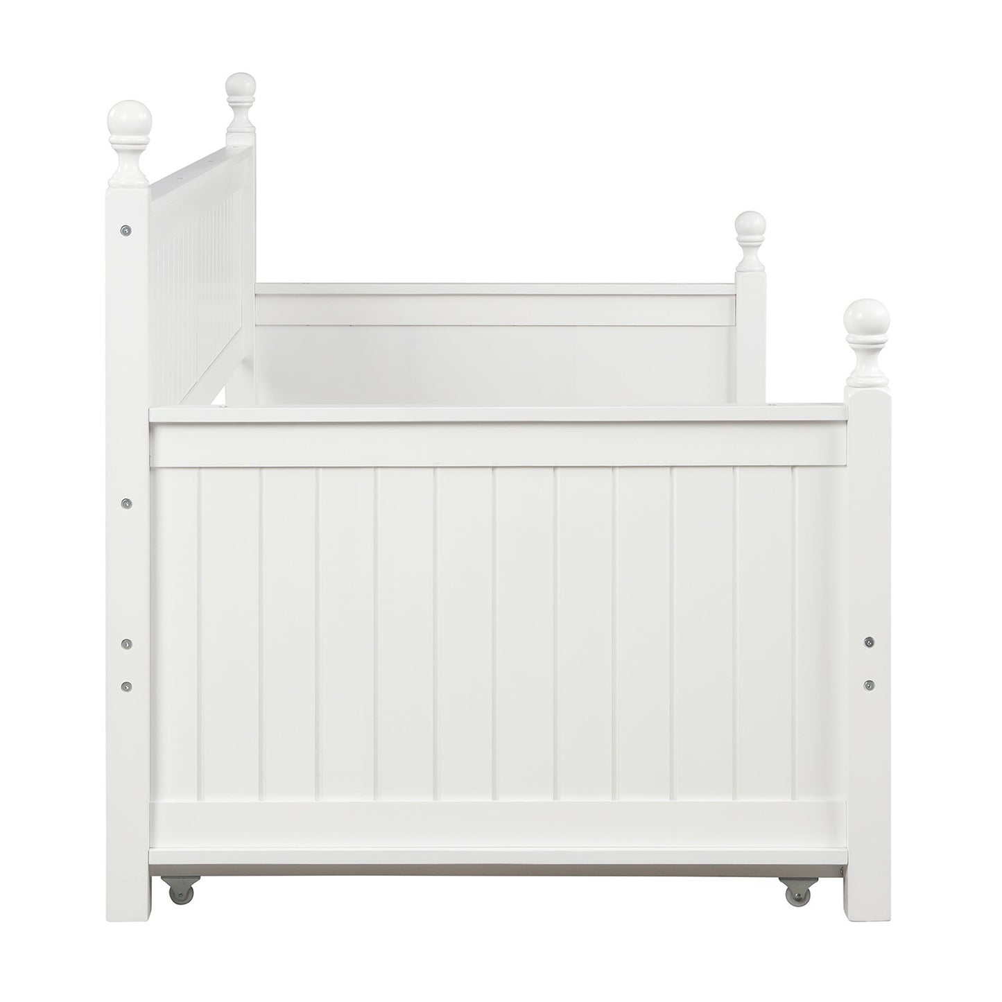 Ommy Twin Size Wooden Daybed with Twin Size Trundle - White