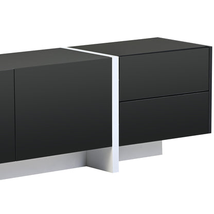 Terra White & Black Contemporary Rectangle Design TV Stand - Black