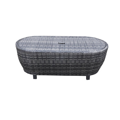 Bosa Outdoor Wicker Oval Coffee Table  - Black