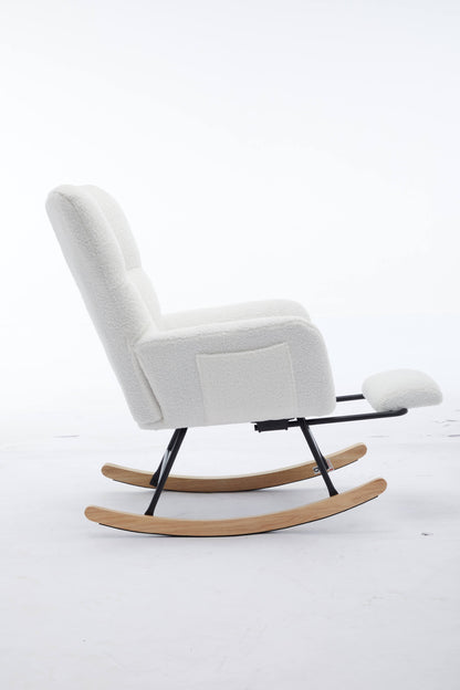 Hari II Modern Nursery Rocking Chair - White