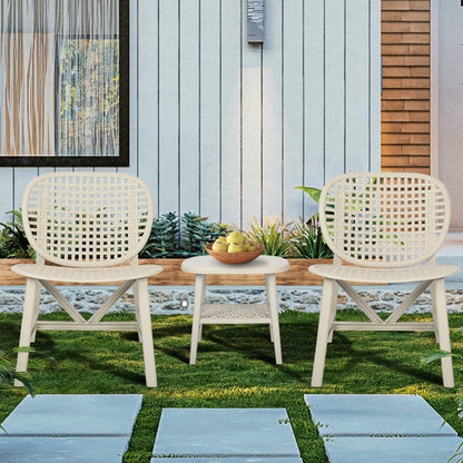 Toccara  3 Pc Retro Patio Table Chair Set - White