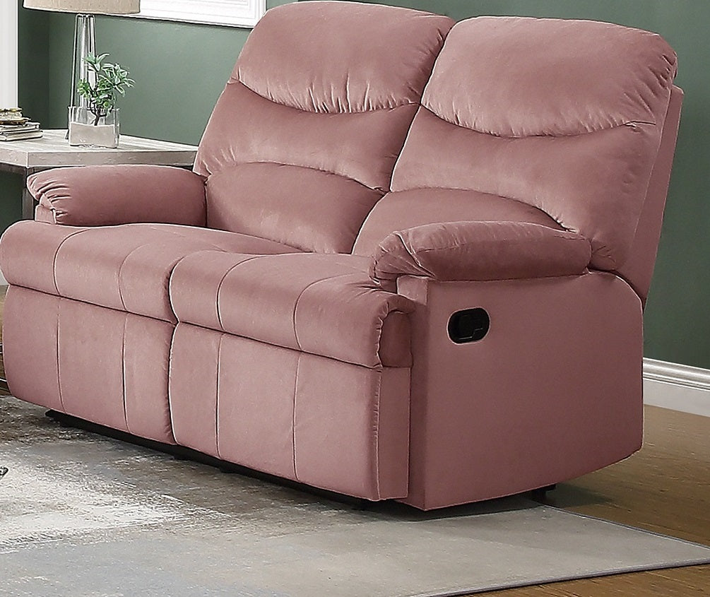 Bray Manual Recliner Velvet Loveseat - Pink