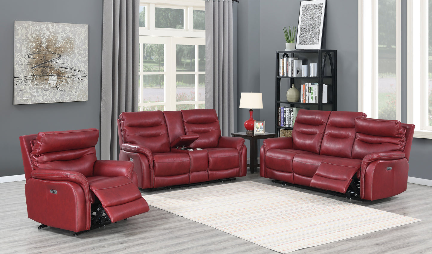 Mulu Top-Grain Leather Motion Recliner - Red