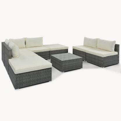 Macon 8 Pc Outdoor Patio Furniture Set - Beige