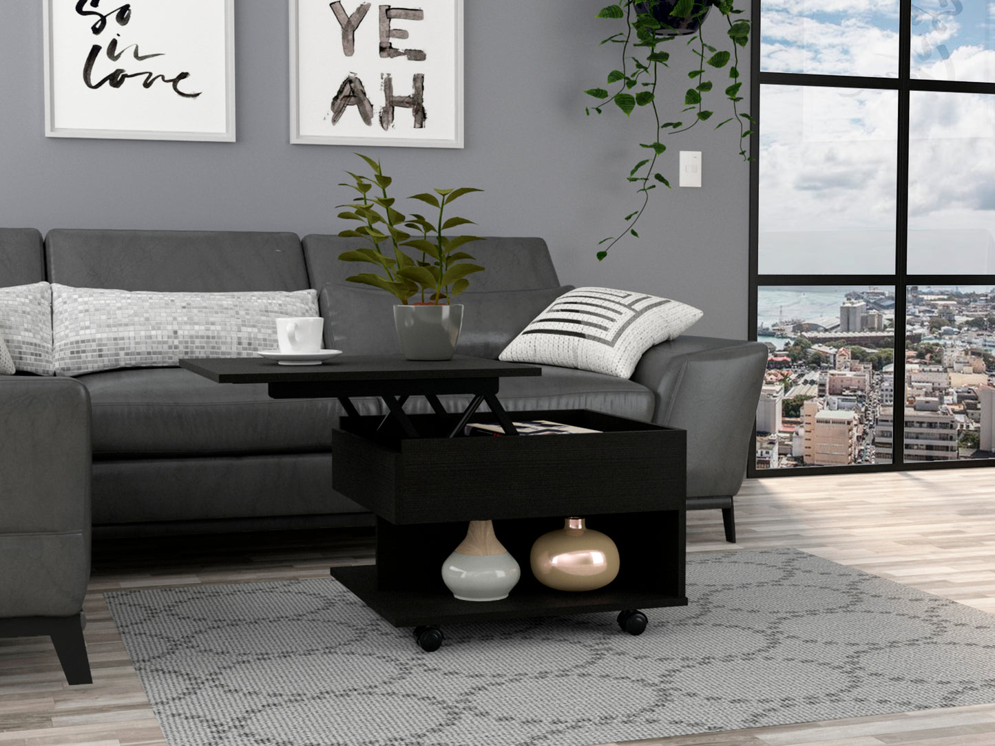 Luanda Lift Top Coffee Table - Black