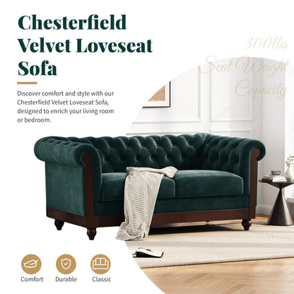 Vivalux Velvet Loveseat Sofa - Dark Green