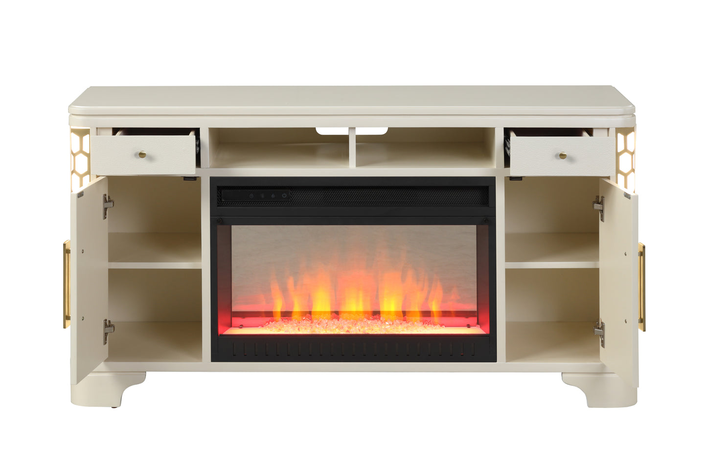 Jasmine TV Stand With Electric Fireplace - Beige