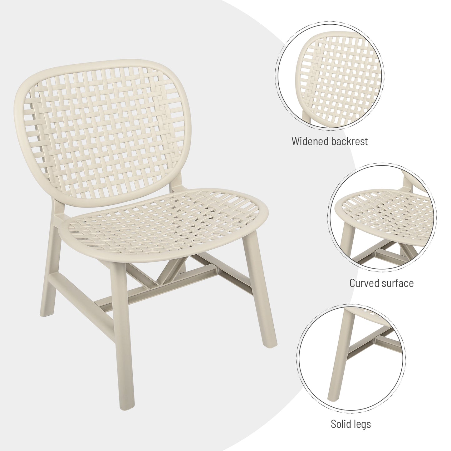 Toccara  3 Pc Retro Patio Table Chair Set - White