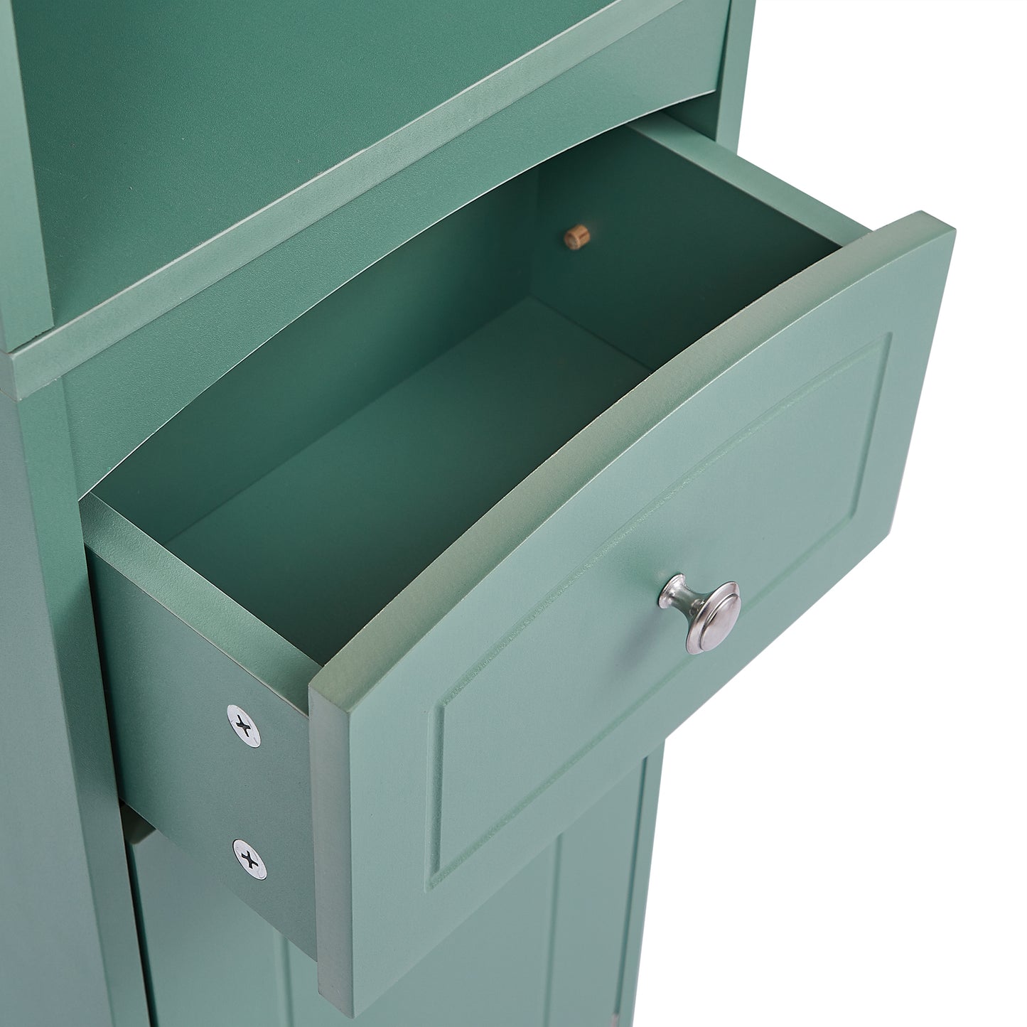 Tower Bathroom Cabinet with Drawer - Green