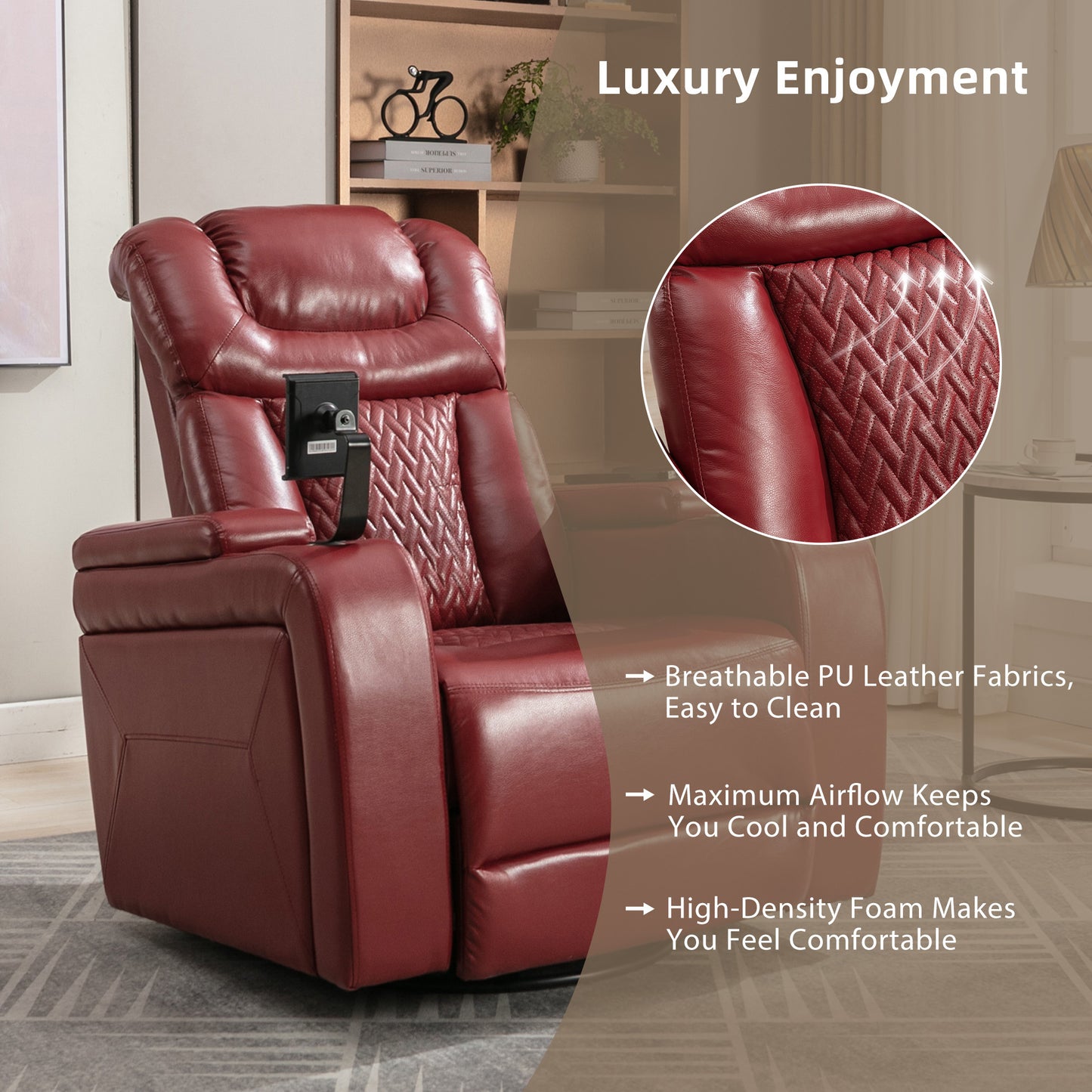 Comfort Max 270 Degree Swivel Power Recliner - Red