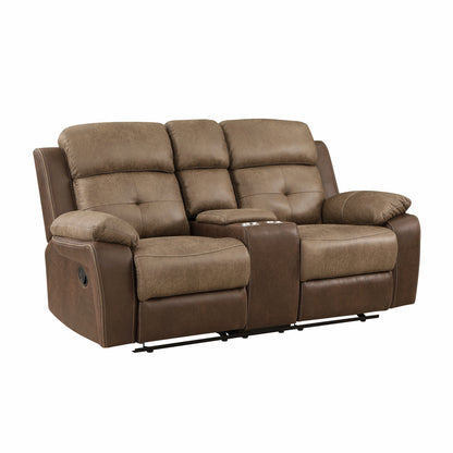 Gordon Dual Glider Reclining Loveseat with Center Console Plush Arms