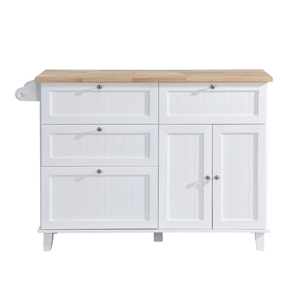 TOPMAX  Kitchen Island Set with 2 Seatings - White