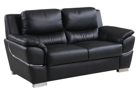 Harvey Genuine Leather Loveseat - Black