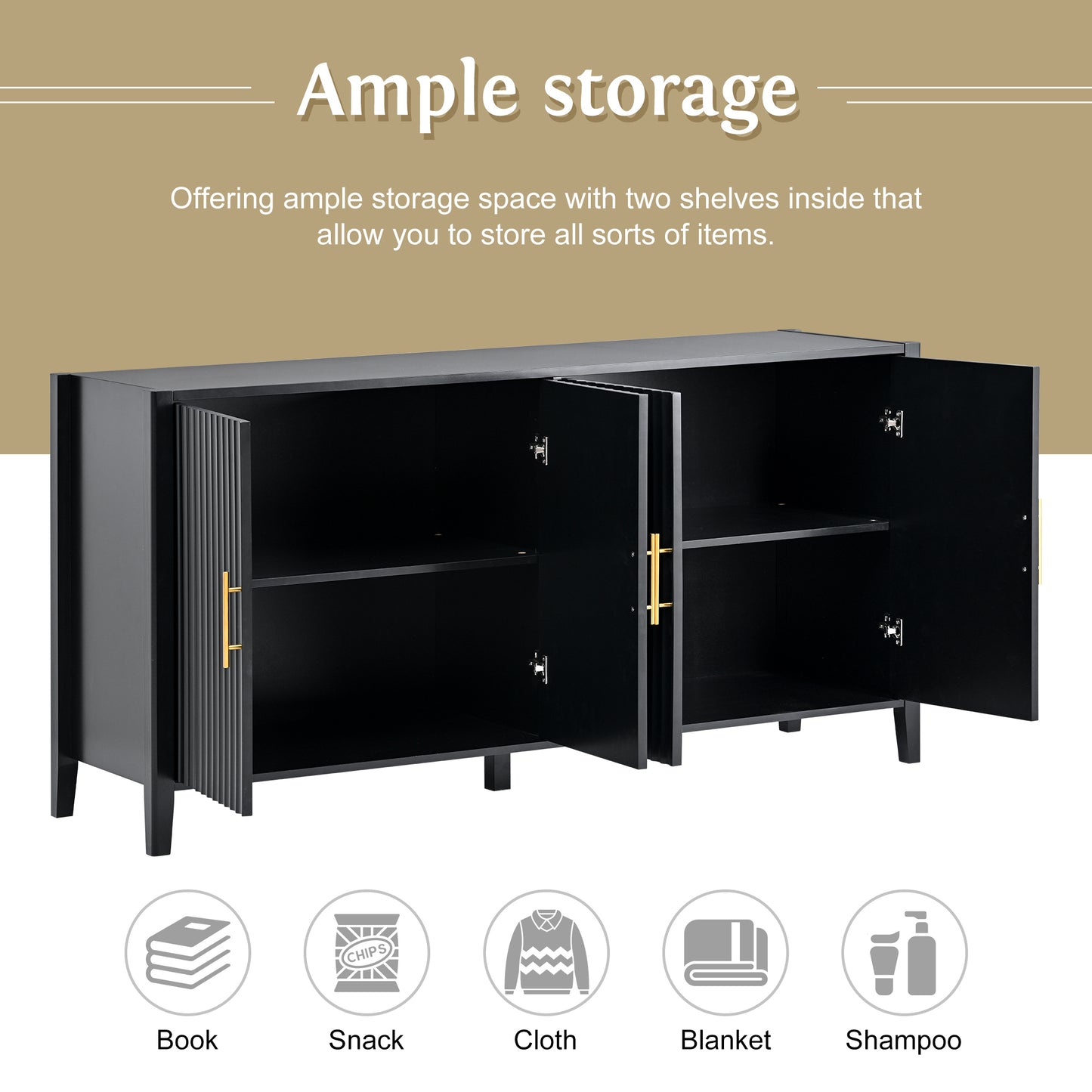 Kito Sideboard Accent Cabinet - Black