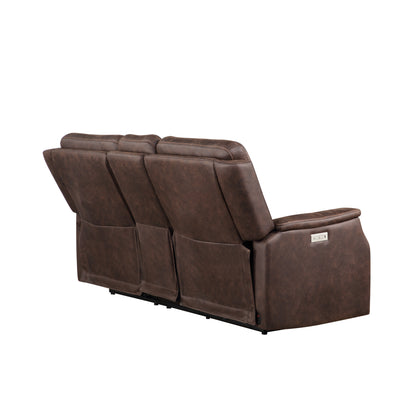 Slater Tailored Power Console Loveseat - Brown