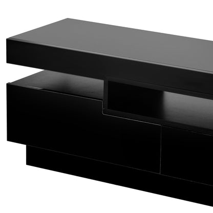 Seco High Gloss TV Stand Entertainment Center - Black