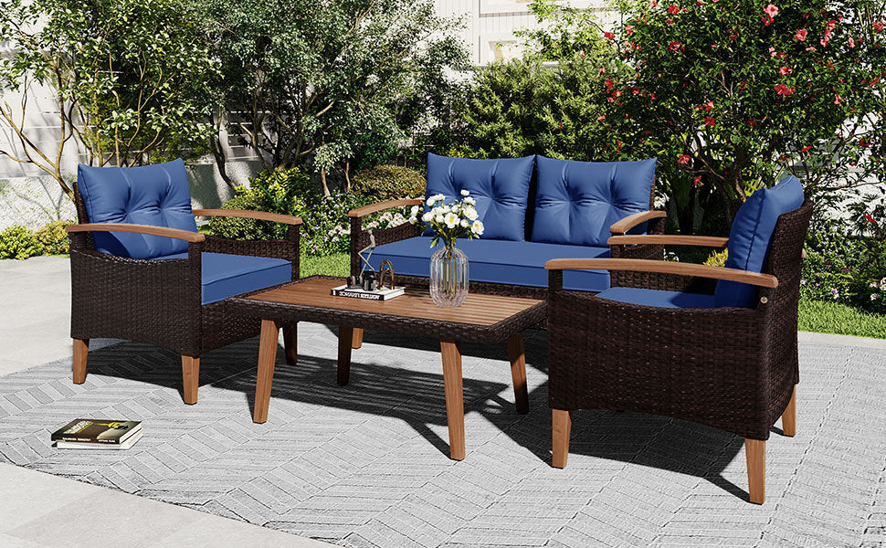 GO 4 Pc Outdoor Patio Seating Set - Blue