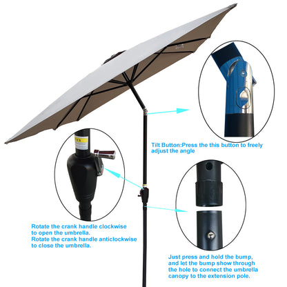 Zane 6 x 9 ft  Patio Umbrella with Crank - Gray