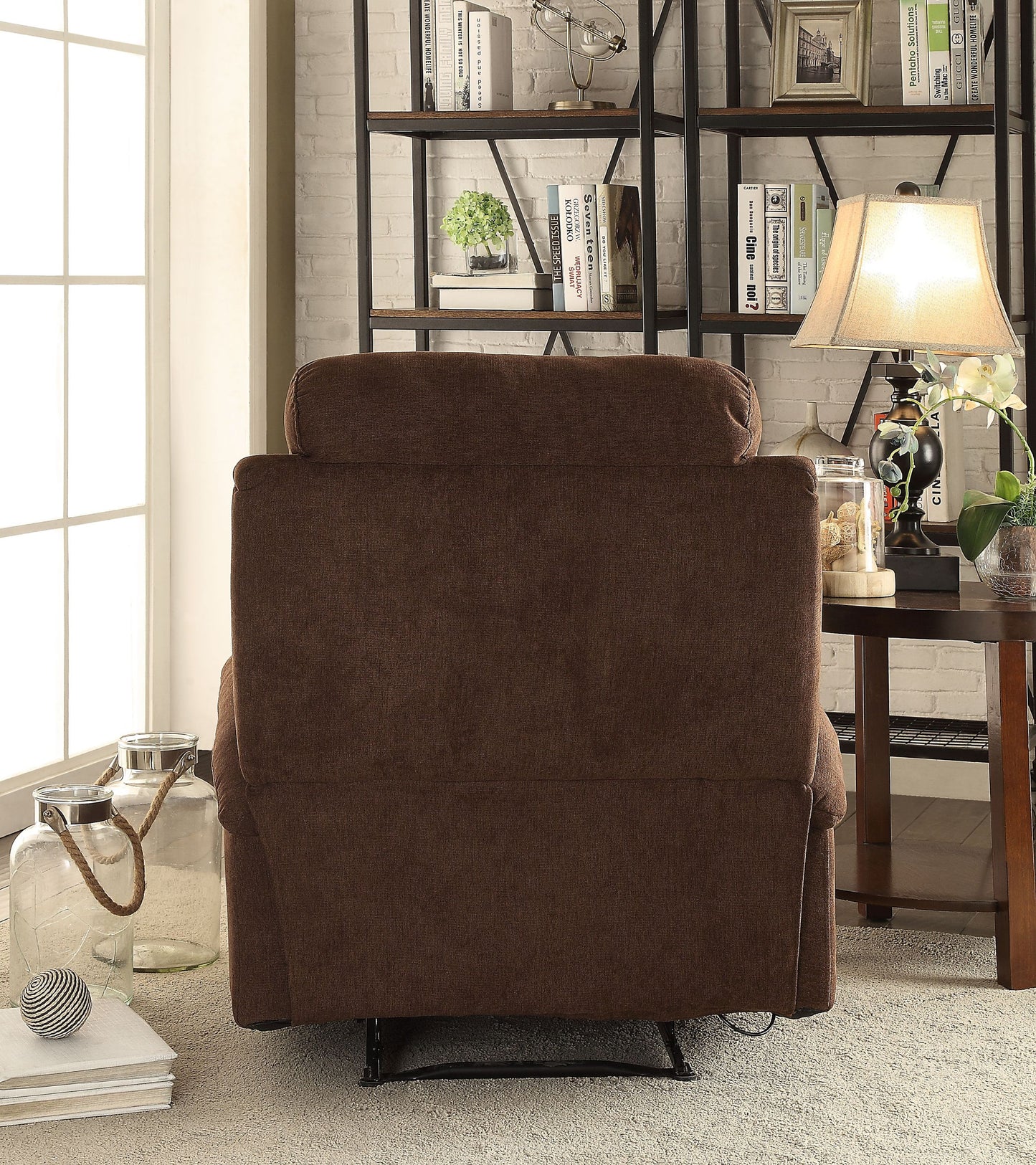 Voe Recliner Chair with Cup Holder - Chocolate