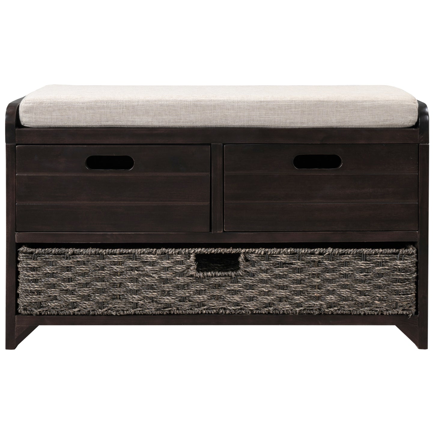 Lucy  Storage Bench with Removable Basket  Removable Cushion - Espresso