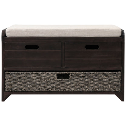 Lucy  Storage Bench with Removable Basket  Removable Cushion - Espresso