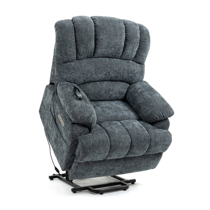 Mia Heat Massage Chenille Power Lift Recliner Chair - Blue-Gray