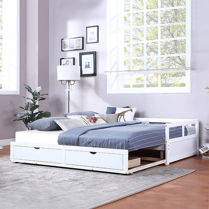 Urban Twin Size Wooden Daybed with 2 Drawers - White