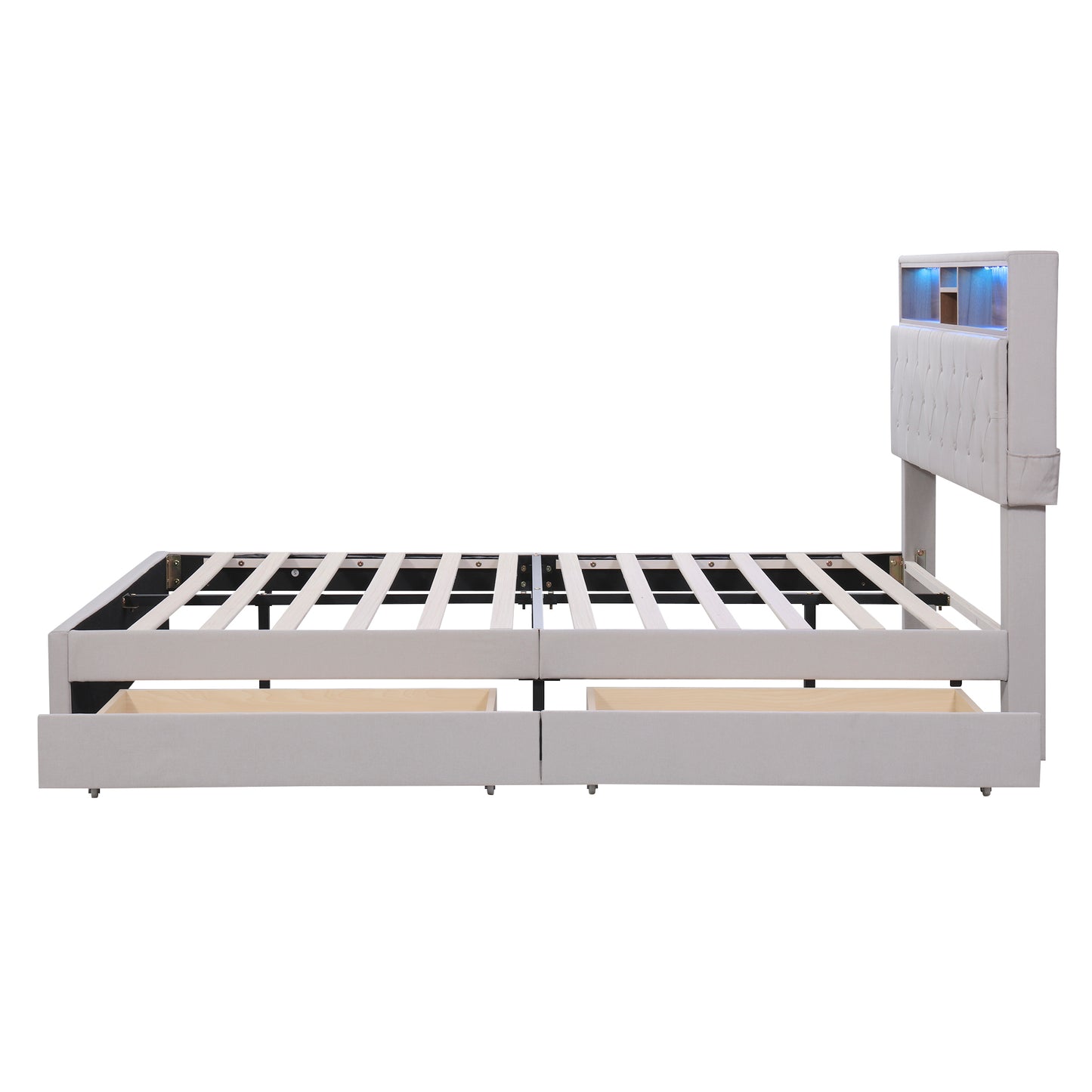 Nectar Queen Size Upholstered Platform Bed - Beige