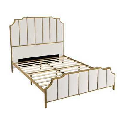 Brena Queen Size Velvet Platform Bed - White