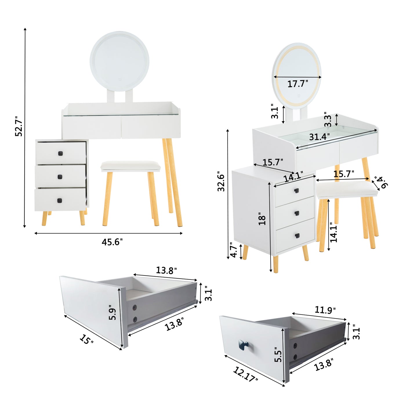 Mina Dressing Table with LED