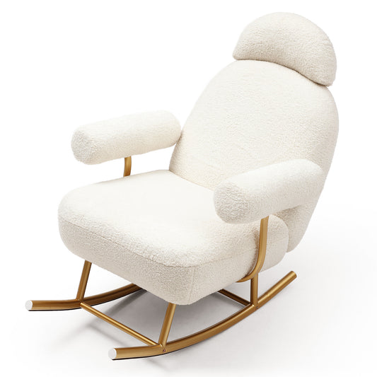 Aston Modern Sherpa Fabric Rocking Chair - Beige