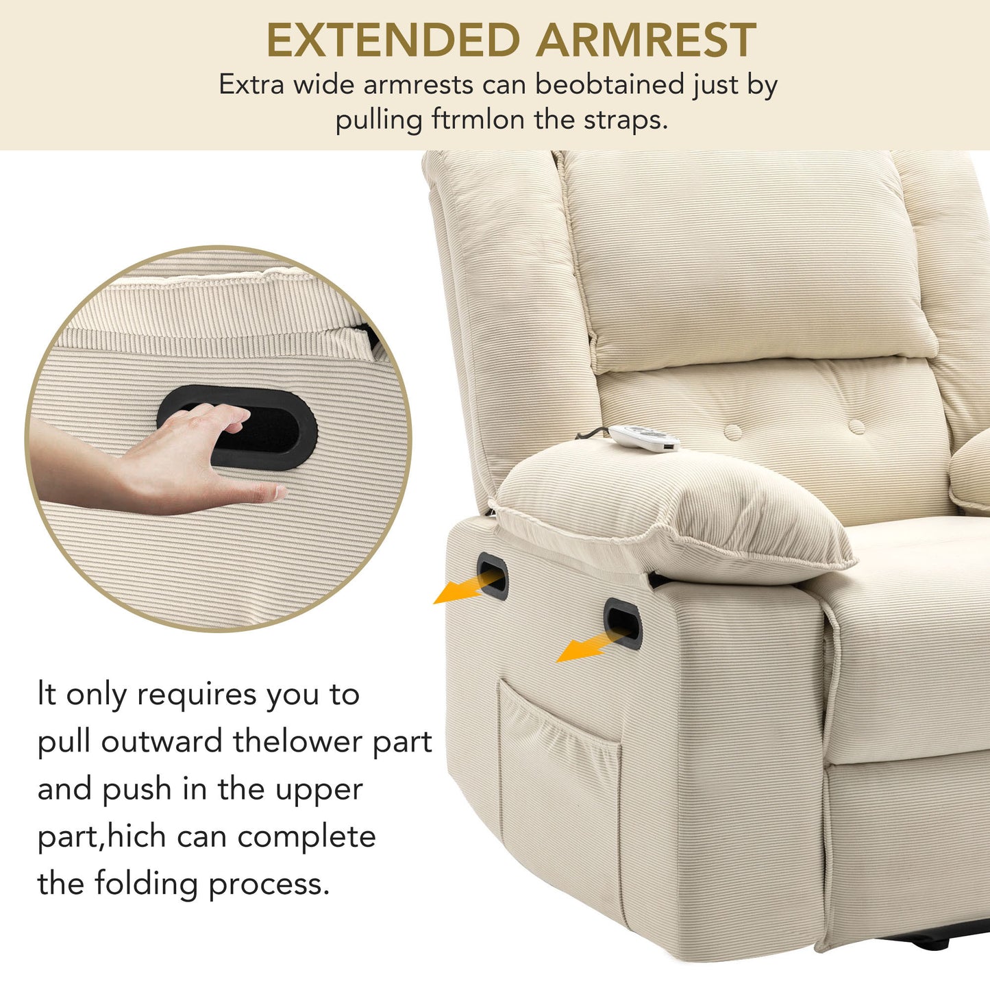 Euphoria Power Lift  Massage Recliner Chair - Beige