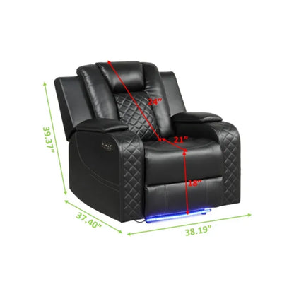 Benz Faux Leather Power Recliner Chair - Black