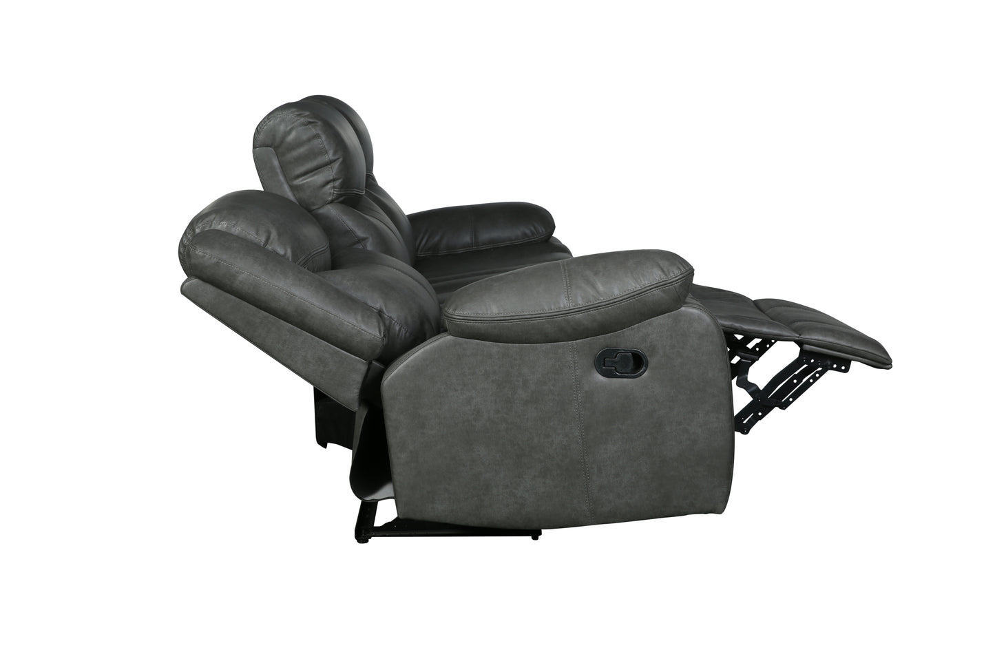 Noor Leather-Air Reclining Loveseat - Gray