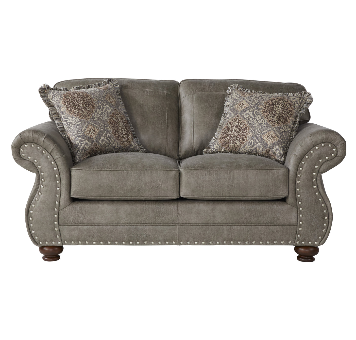 Leinster Faux Leather Loveseat with Nailheads - Espresso