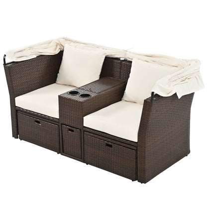 Ginson 2-Seater Outdoor Patio Daybed - Beige