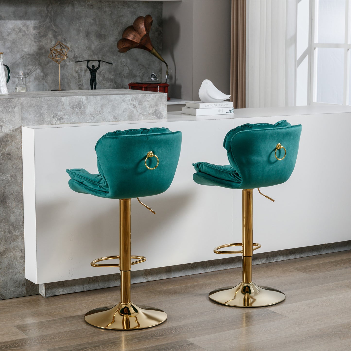 Float Swivel Bar Stools - Green Set of 2