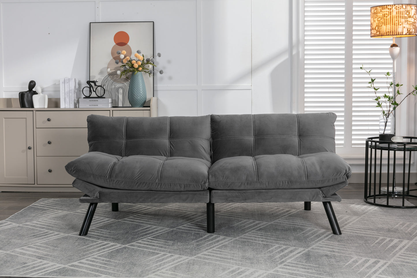 Vega Convertible Folding Modern Sofa Bed - Light Gray