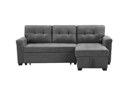 Lucca Fabric Reversible Sectional Sleeper Sofa Chaise with Storage - Gray