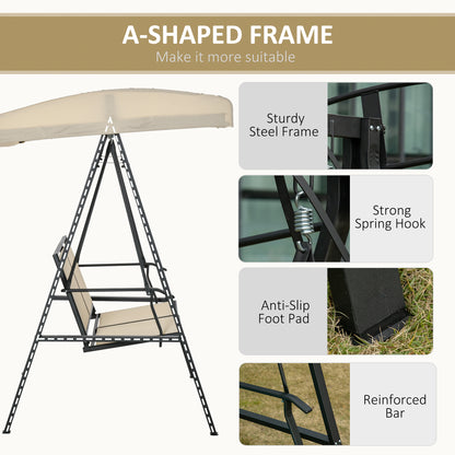 Taka 2-Person Patio Swings with Canopy - Beige