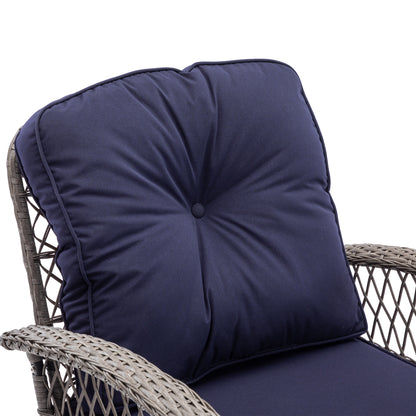 Tompkins 3 Pc Outdoor Swivel Rocker Patio Chairs - Navy Blue