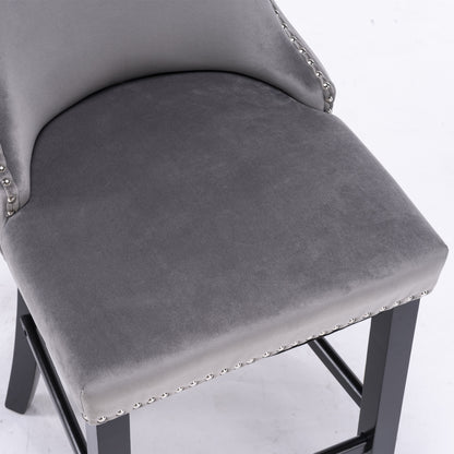 Velvet Wing-Back Barstools - Gray Set of 2