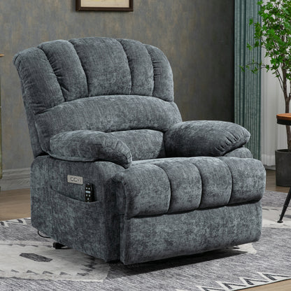 Mia Heat Massage Chenille Power Lift Recliner Chair - Blue-Gray