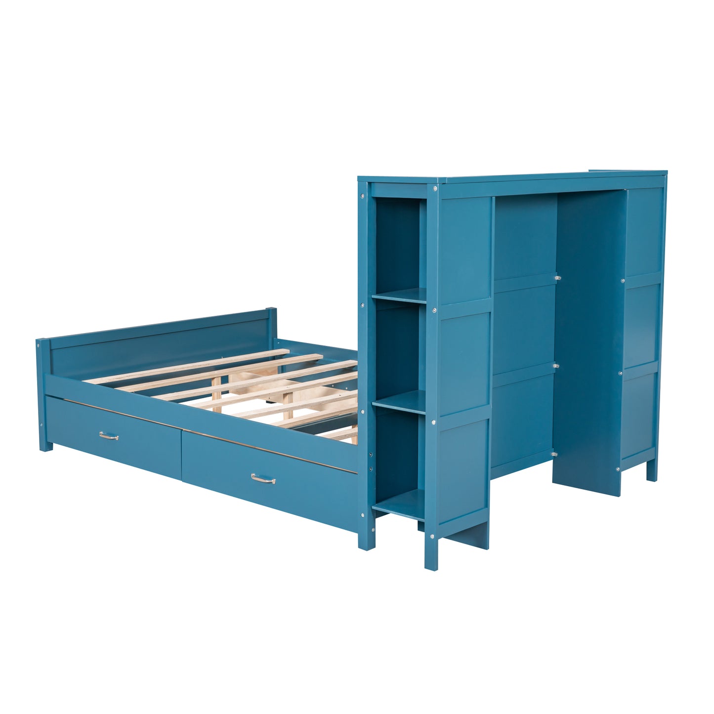 Zeal Full Size Platform Bed w Storage - Blue