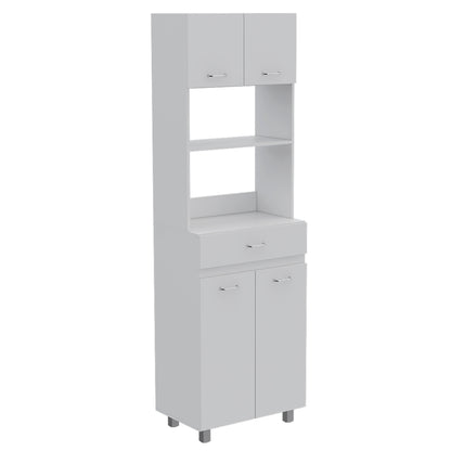 Pembrooke 2-Shelf 1-Drawer Microwave Pantry Cabine - White