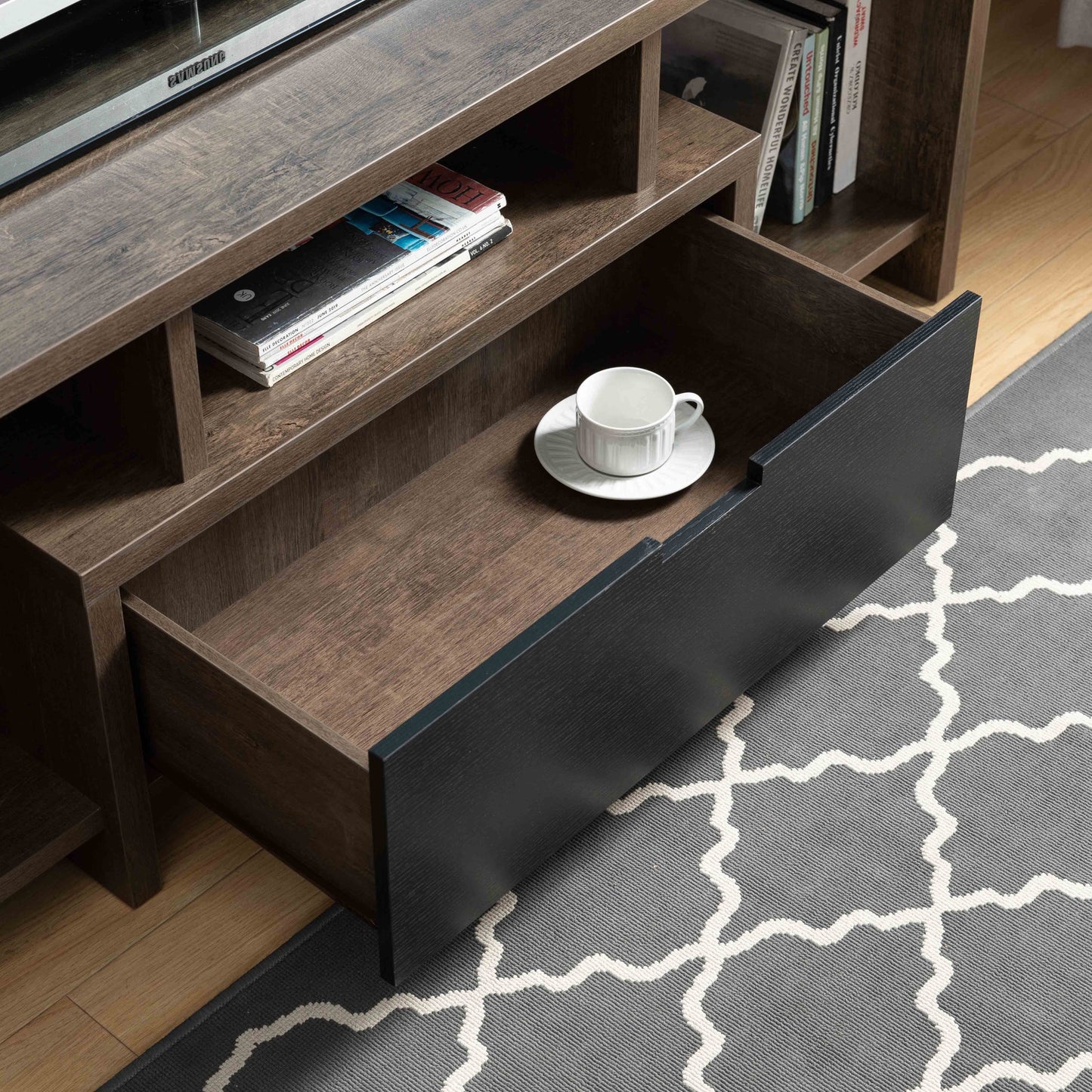 Sake TV Stand Walnut - Oak/Black