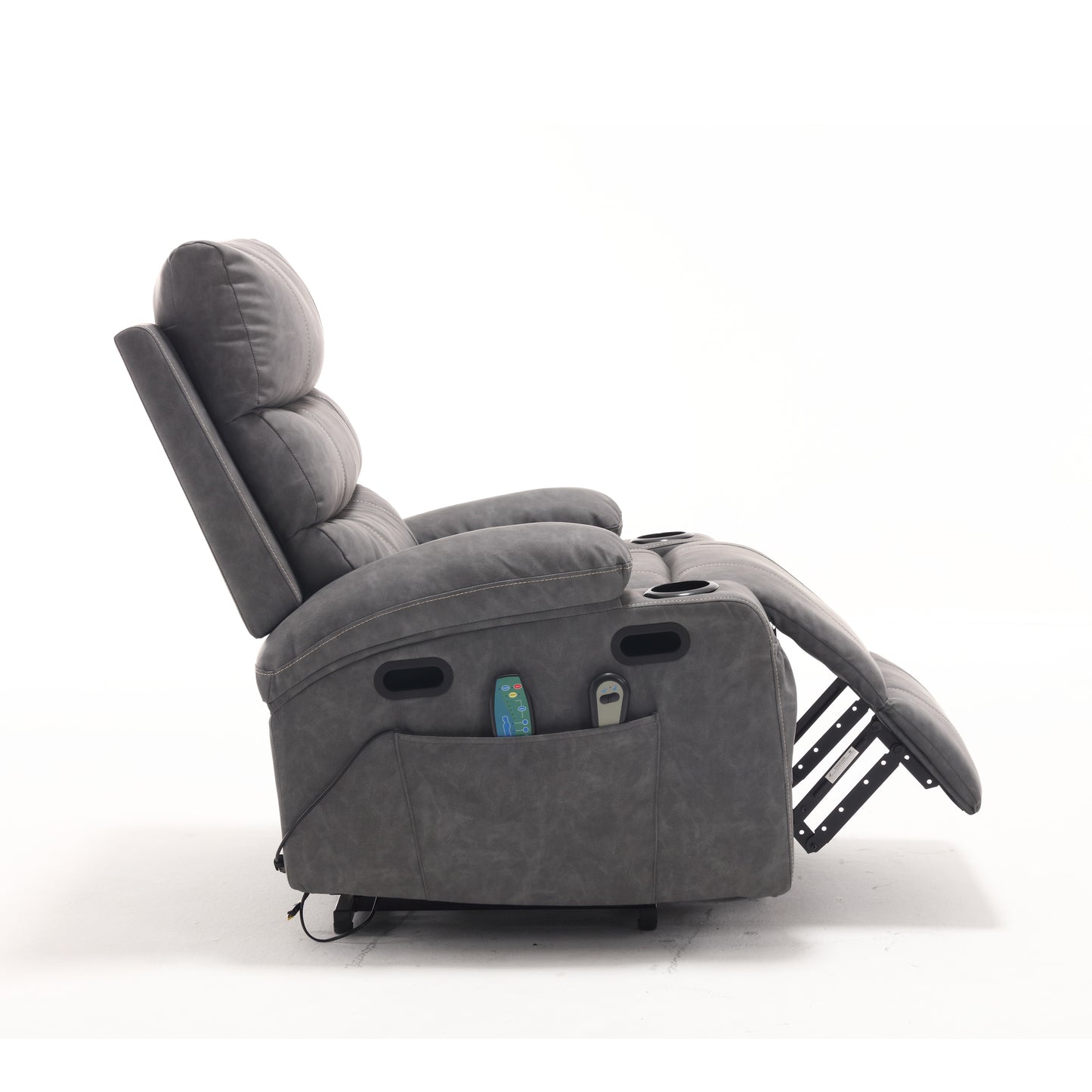 Elias Large Power Lift Recliner Chair with Massage - Gray